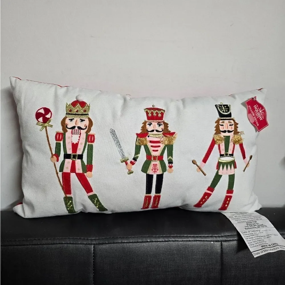 Red & White Nutcracker Decorative Christmas Pillow, 19